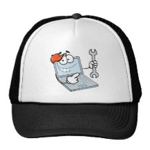 Personnage de dessin animé d'ordinateur portable t casquettes