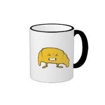 personnage de dessin animé drôle de croissant tasse à café