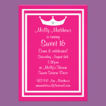 Personnalisable rose et blanc de diadème du bonbon invitations