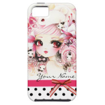 Personnalisé - belle fille d'anime avec des lapins étui iPhone 5