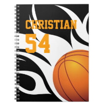 Personnalisez le bloc - notes flamboyant du basket carnets