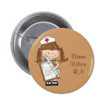 Personnalisez les cadeaux d'infirmière de brune ! badge avec épingle