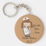 Personnalisez les cadeaux d'infirmière de brune ! porte-clef
