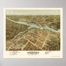 Peshtigo, carte panoramique de WI - 1871 Affiches
