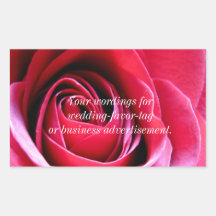 Pétales d'amour de rose rouge autocollants rectangulaires