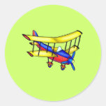 Petit avion autocollants ronds