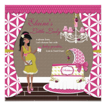 Petit baby shower de fille de Madame Afro-américai Invitations