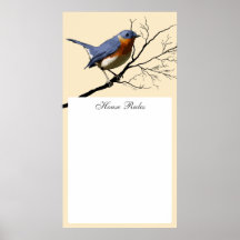 Petit bleu d'oiseau, planificateur de mur poster