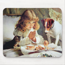 Petit déjeuner dans le lit : Fille, Terrier et cha Tapis De Souris