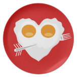 Petit déjeuner pour le plat de coutume d'amants assiette pour soirée