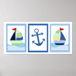Petit ensemble de voilier de capitaine de 3 copies posters