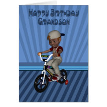 Petit-fils de joyeux anniversaire, garçon sur une  carte