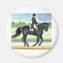 Petit galop de dressage de NOIR d'art de cheval Aimants Pour Réfrigérateur