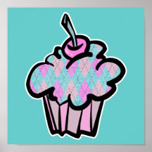 petit gâteau à motifs de losanges de motif de sher affiche