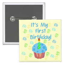 Petit gâteau bleu avec de bougie l'anniversaire d' badge