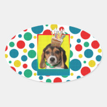 Petit gâteau d'anniversaire - chiot de beagle - Ch Adhésifs