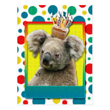Petit gâteau d'anniversaire - koala carte postale
