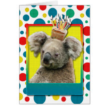 Petit gâteau d'anniversaire - koala cartes de vœux