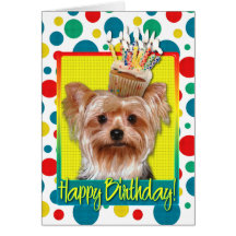 Petit gâteau d'anniversaire - Yorkshire Terrier Cartes De Vœux