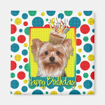 Petit gâteau d'anniversaire - Yorkshire Terrier Magnets Pour Réfrigérateur