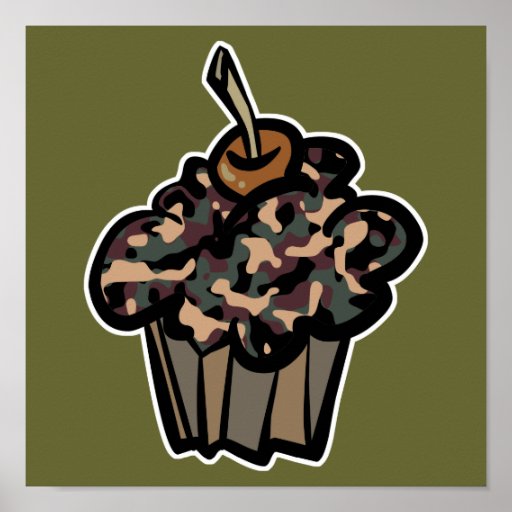 petit gâteau de camouflage affiches
