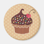 Petit gâteau de chocolat et de cerise aimant pour réfrigérateur