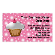 Petit gâteau de coupe-circuit avec la cerise rose  cartes de visite personnelles