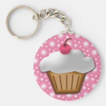 Petit gâteau de coupe-circuit avec la cerise rose  porte-clef