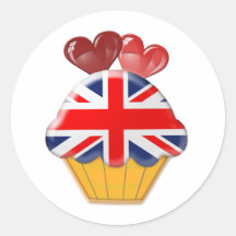 Petit gâteau de drapeau d'Union Jack avec des coeu Autocollants