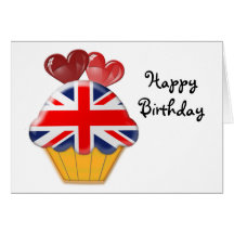 Petit gâteau de drapeau d'Union Jack avec des coeu Carte De Vœux
