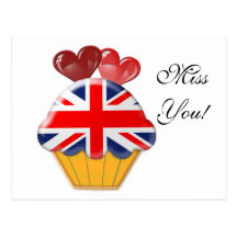 Petit gâteau de drapeau d'Union Jack avec des coeu Carte Postale
