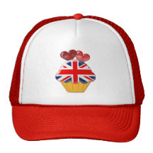 Petit gâteau de drapeau d'Union Jack avec des coeu Casquette