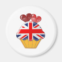 Petit gâteau de drapeau d'Union Jack avec des coeu Magnets
