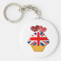 Petit gâteau de drapeau d'Union Jack avec des coeu Porte-clé