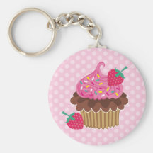 Petit gâteau de fraise et de chocolat porte-clef