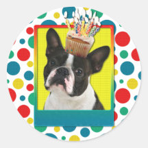 Petit gâteau d'invitation - Boston Terrier Autocollant
