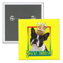 Petit gâteau d'invitation - Boston Terrier Badge