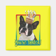 Petit gâteau d'invitation - Boston Terrier Magnets