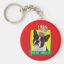Petit gâteau d'invitation - Boston Terrier Porte-clefs