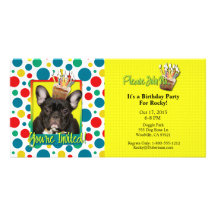 Petit gâteau d'invitation - bouledogue français -  cartes de vœux avec photo
