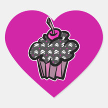 petit gâteau d'os croisés de crâne de goth autocollants en cœur