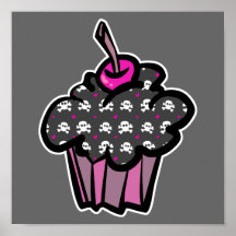 petit gâteau d'os croisés de crâne de goth poster