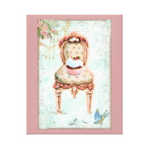 Petit gâteau et chaise victorienne toiles tendues