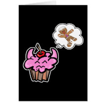 Petit gâteau mauvais drôle de tueur de biscuit carte de vœux