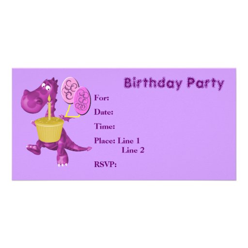 Petit gâteau mignon de dragon d'invitation de fête photocarte customisée