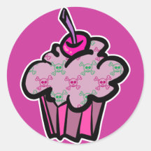 petit gâteau punk rose d'os croisés de crâne autocollants