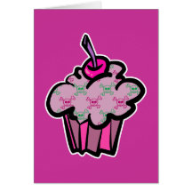 petit gâteau punk rose d'os croisés de crâne cartes