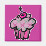 petit gâteau punk rose d'os croisés de crâne aimants pour réfrigérateur