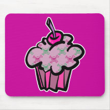 petit gâteau punk rose d'os croisés de crâne tapis de souris