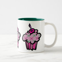 petit gâteau punk rose d'os croisés de crâne mug à café
